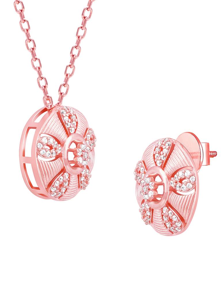 GIVA 925 Sterling Silver Rose Gold Vinca Necklace and Earring Set