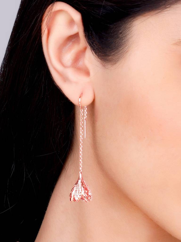 GIVA 925 Sterling Silver Rose Gold Blooming Crocus Earrings