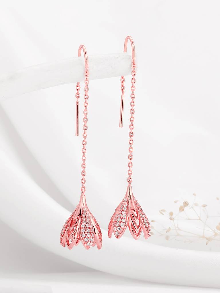 GIVA 925 Sterling Silver Rose Gold Blooming Crocus Earrings