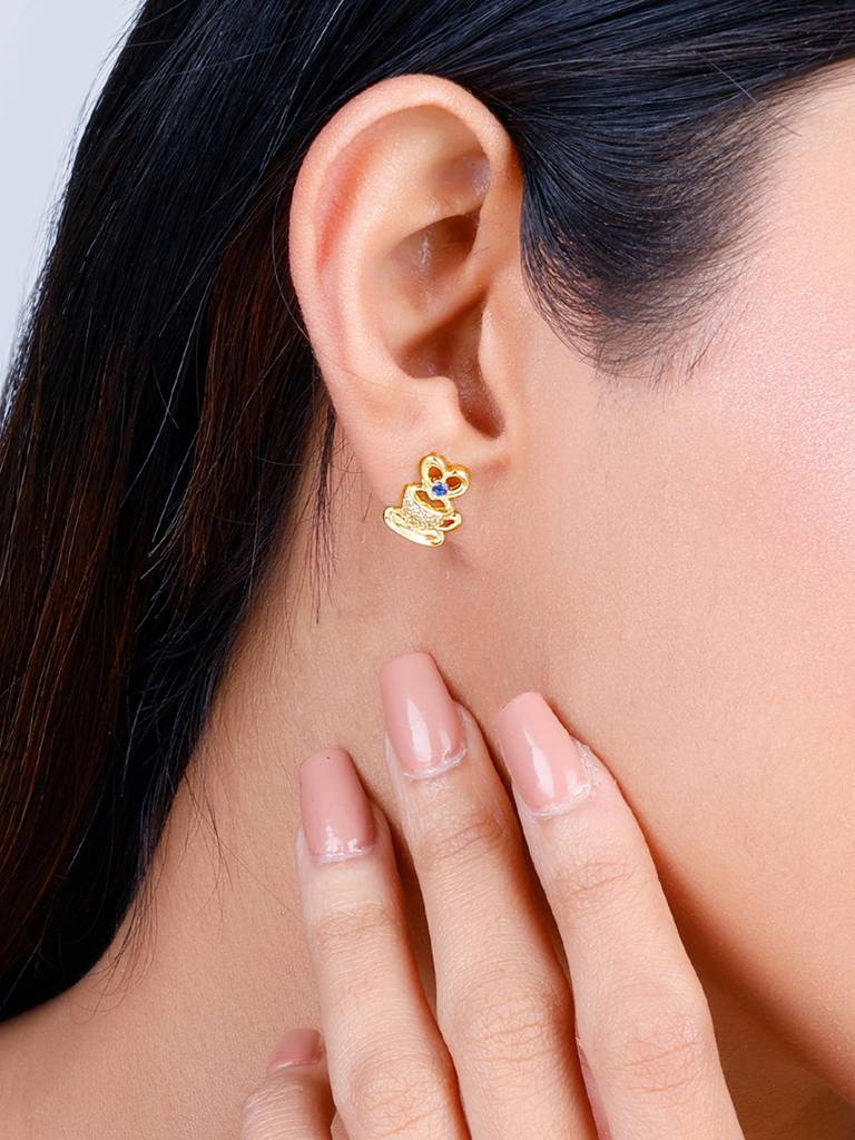GIVA 925 Sterling Silver Golden Coffee Love Stud Earrings