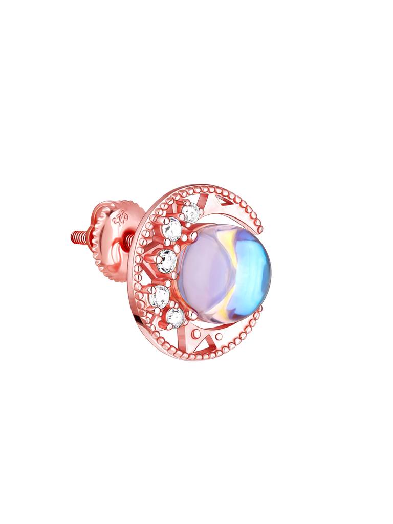 GIVA 925 Sterling Silver Rose Gold Moonstone Stud Earrings