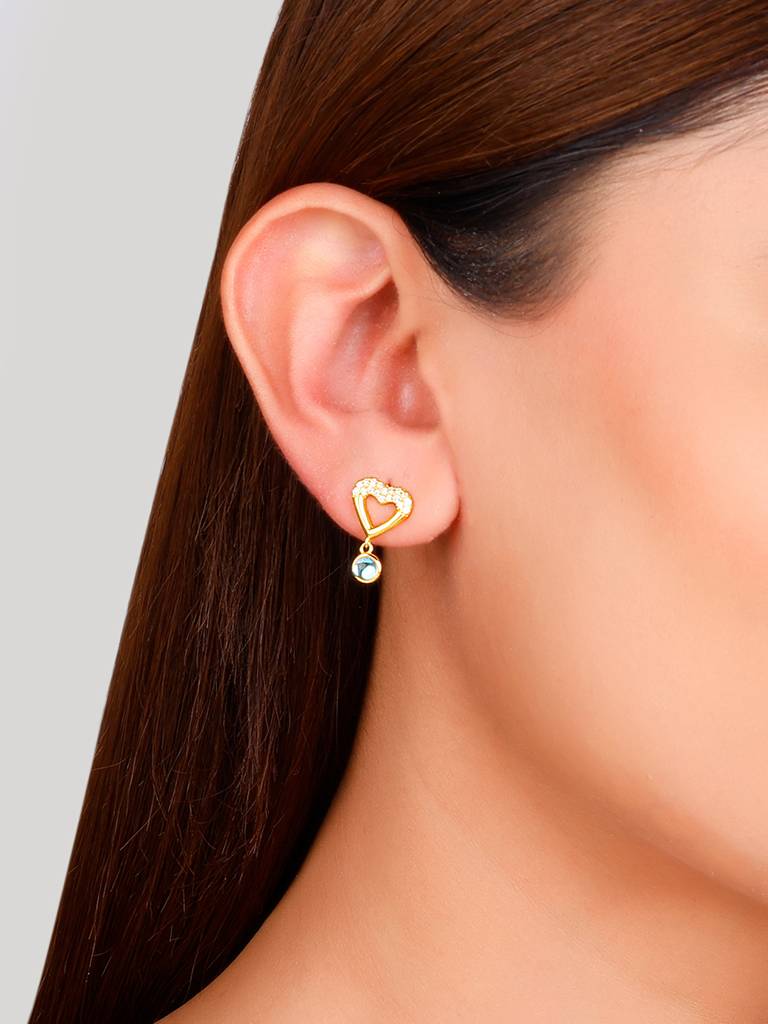 GIVA 925 Sterling Silver Golden Sparkling Hearts Earrings