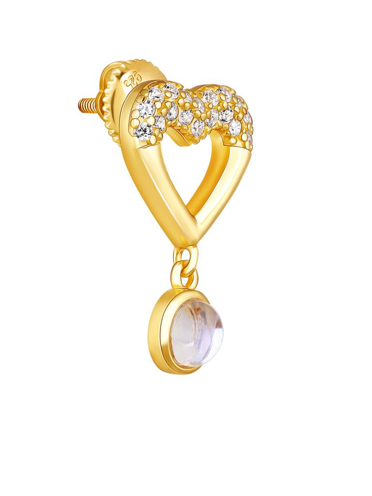 GIVA 925 Sterling Silver Golden Sparkling Hearts Earrings