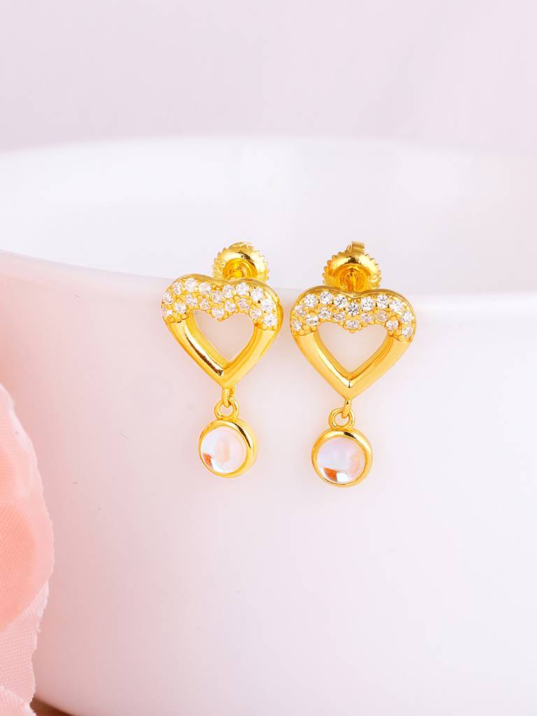 GIVA 925 Sterling Silver Golden Sparkling Hearts Earrings