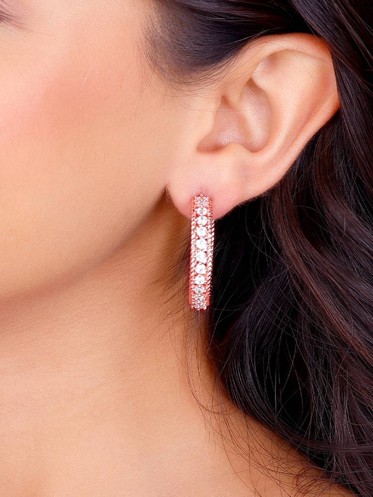 GIVA 925 Sterling Silver Rose Gold White Zircon Hoop Earrings
