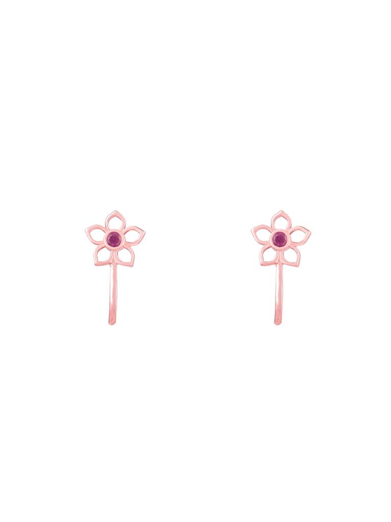 GIVA 925 Sterling Silver Rose Gold Floral Coral Ear Cuffs