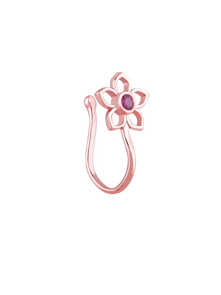 GIVA 925 Sterling Silver Rose Gold Floral Coral Ear Cuffs