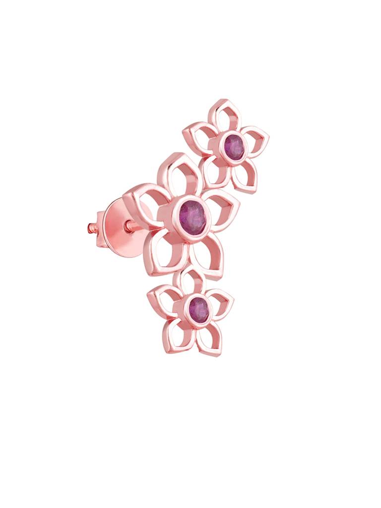 GIVA 925 Sterling Silver Rose Gold Floral Coral Earrings