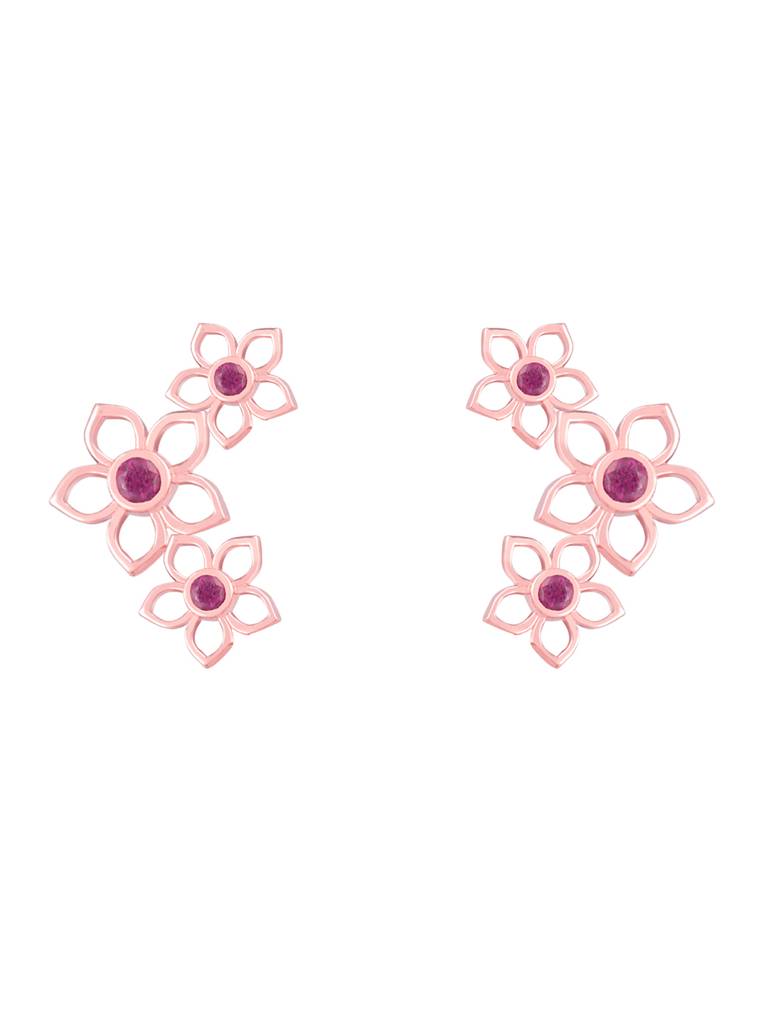 GIVA 925 Sterling Silver Rose Gold Floral Coral Earrings