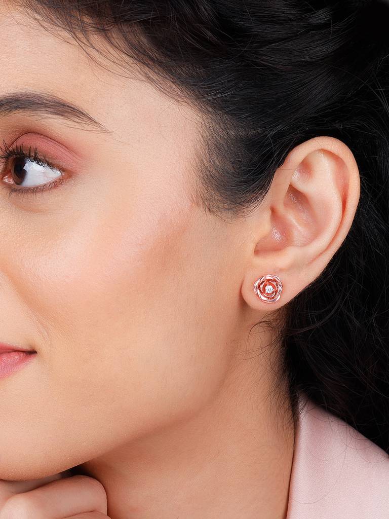 Giva 925 Sterling Silver Rose Gold New Spring Bloom Earrings