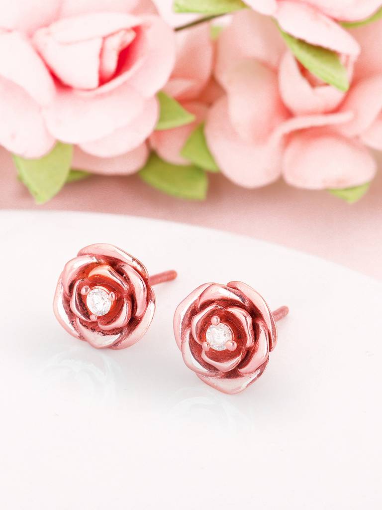 Giva 925 Sterling Silver Rose Gold New Spring Bloom Earrings