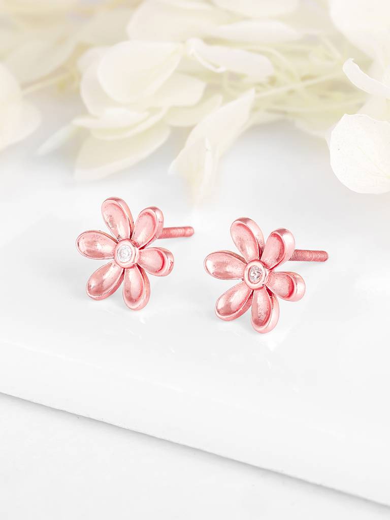 Giva 925 Sterling Silver Rose Gold The World Of The Flower Earrings