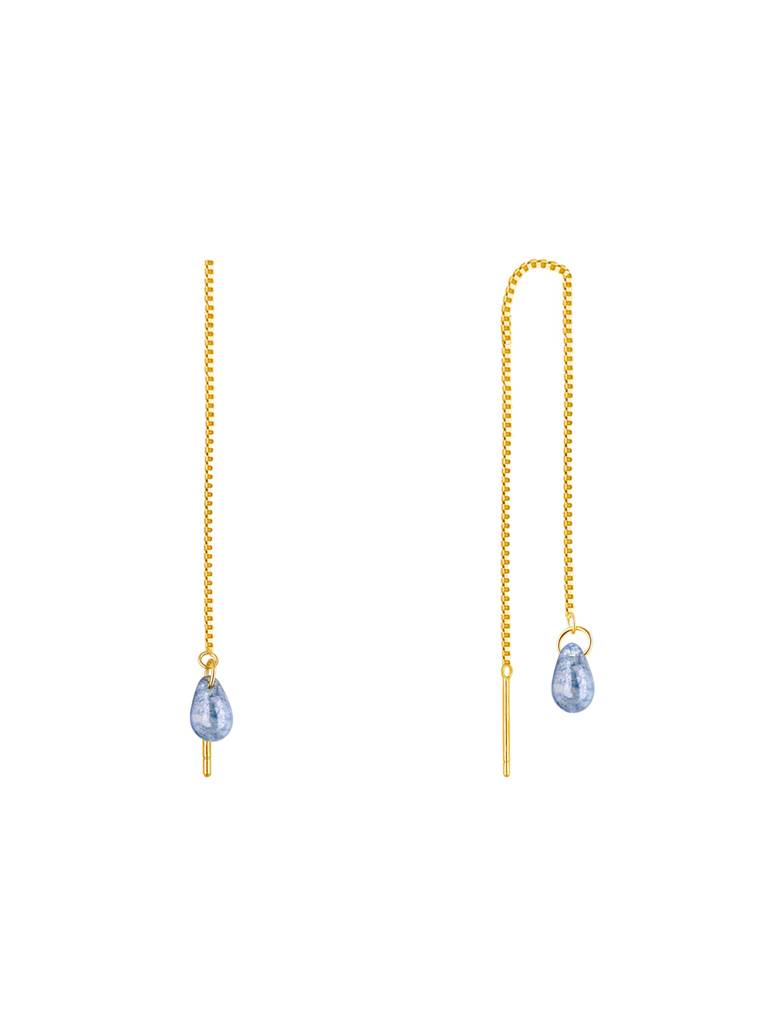 Giva 925 Sterling Silver Golden My Blue Drop Earrings