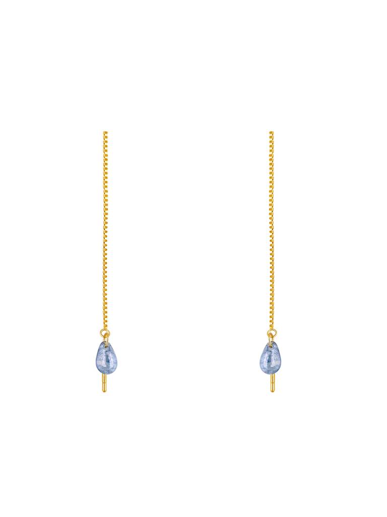 Giva 925 Sterling Silver Golden My Blue Drop Earrings