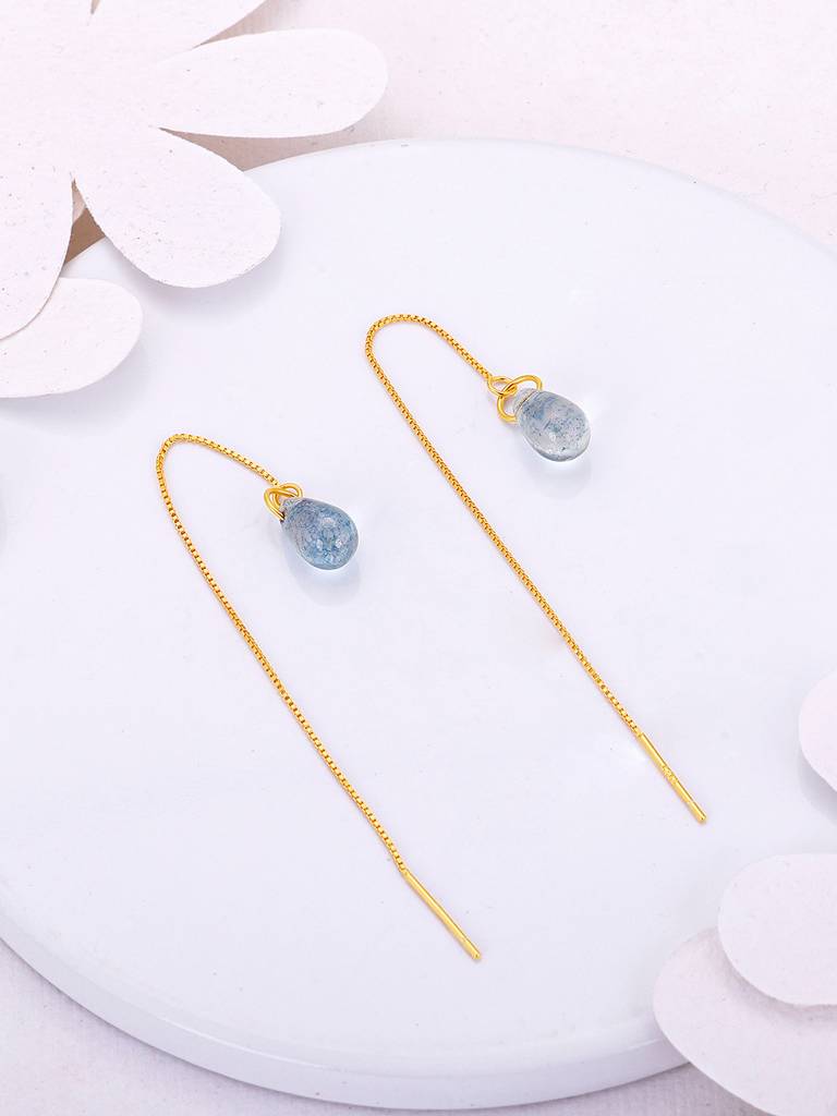 Giva 925 Sterling Silver Golden My Blue Drop Earrings