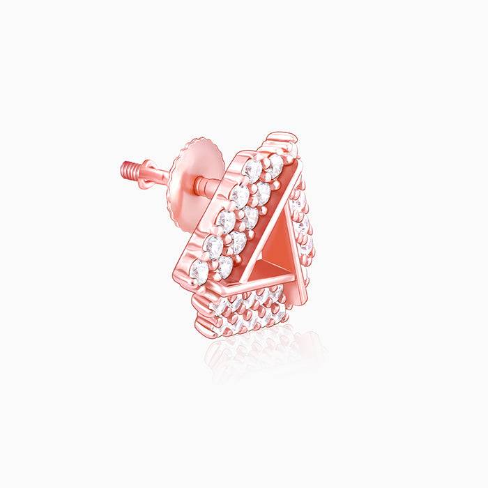 Rose Gold Zircon Triangle Stud Earrings : ER0189