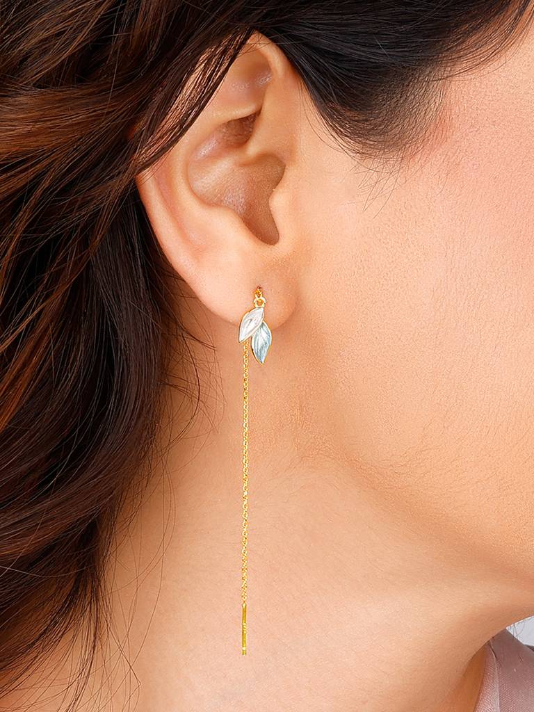 Giva 925 Sterling Silver Golden Pretty Leaves Earrings