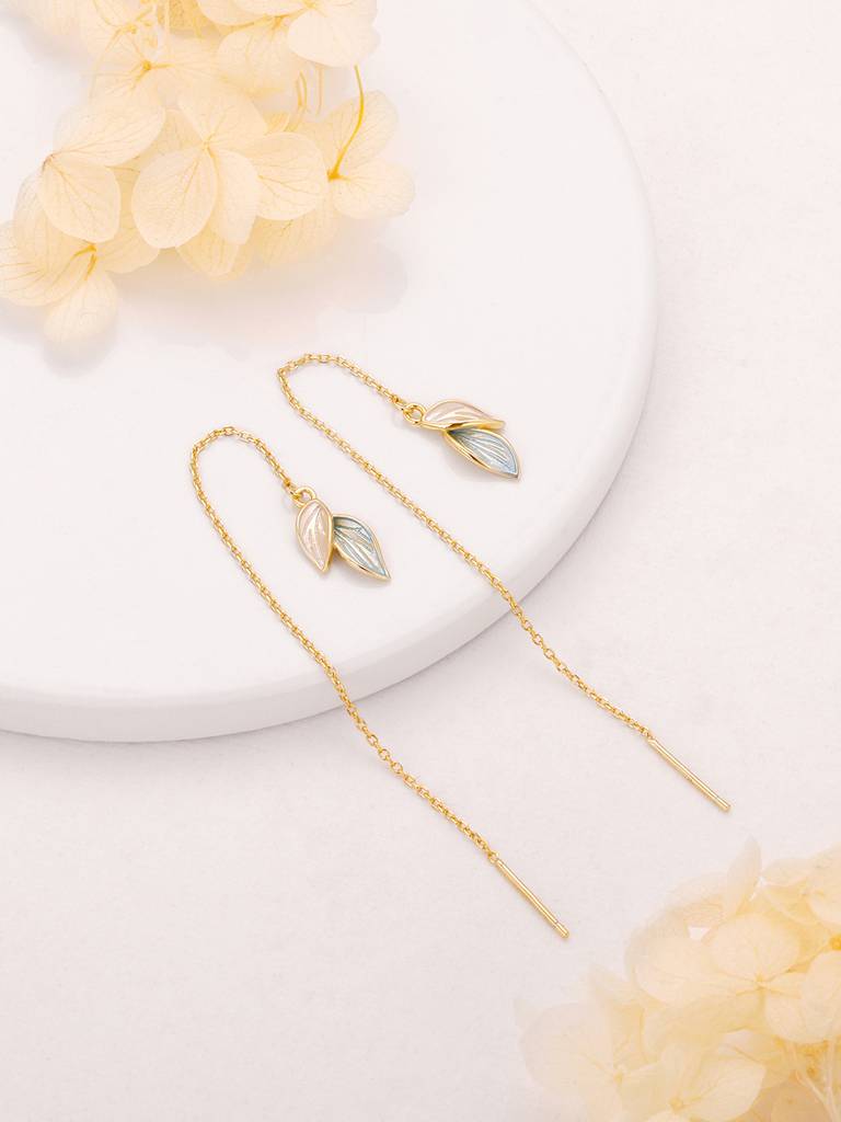 Giva 925 Sterling Silver Golden Pretty Leaves Earrings