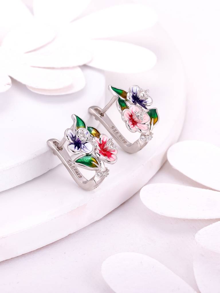 Giva 925 Sterling Silver Sparkle And Bloom Earrings