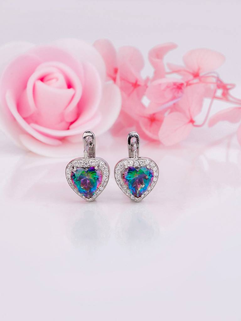 GIVA 925 Sterling Silver Mystical Prism Heart Earrings
