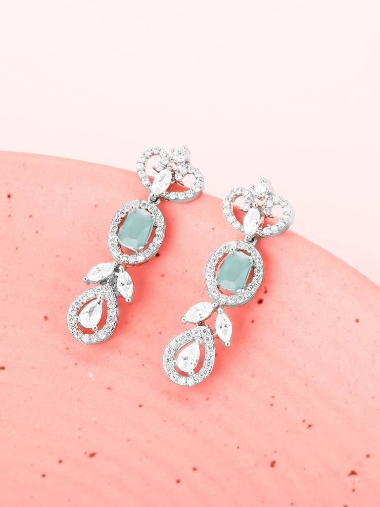GIVA 925 Sterling Silver Green Imperial Earrings
