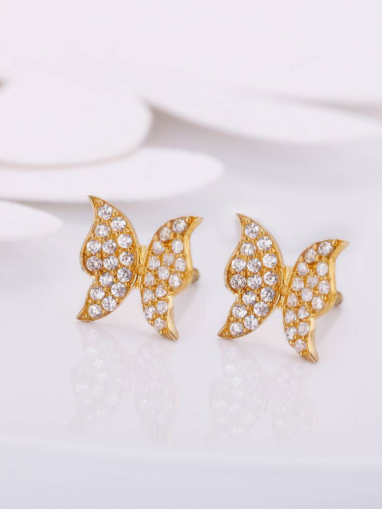 Giva 925 Sterling Silver Golden Butterfly Stud Earrings