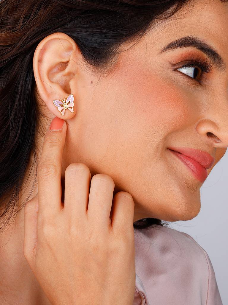 Giva 925 Sterling Silver Golden Flutter With Joy Earrings
