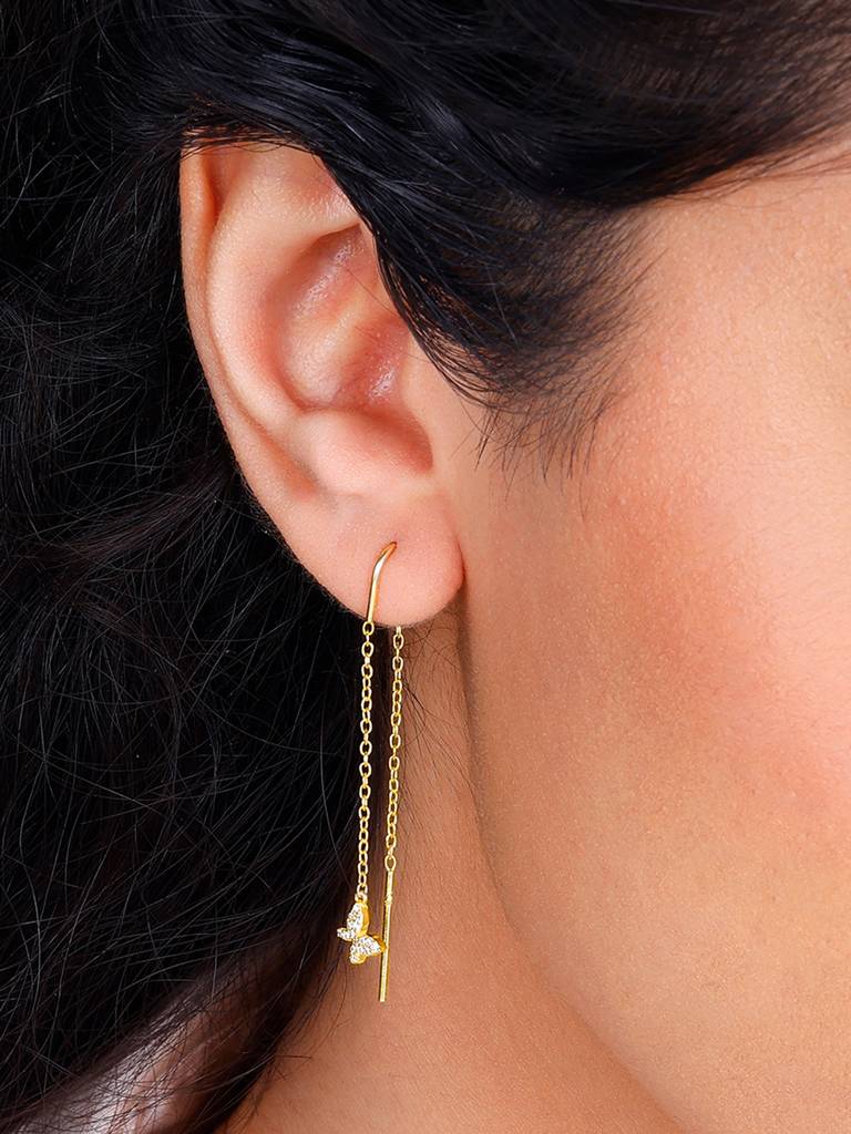 Giva 925 Sterling Silver Golden Flying Butterfly Earrings