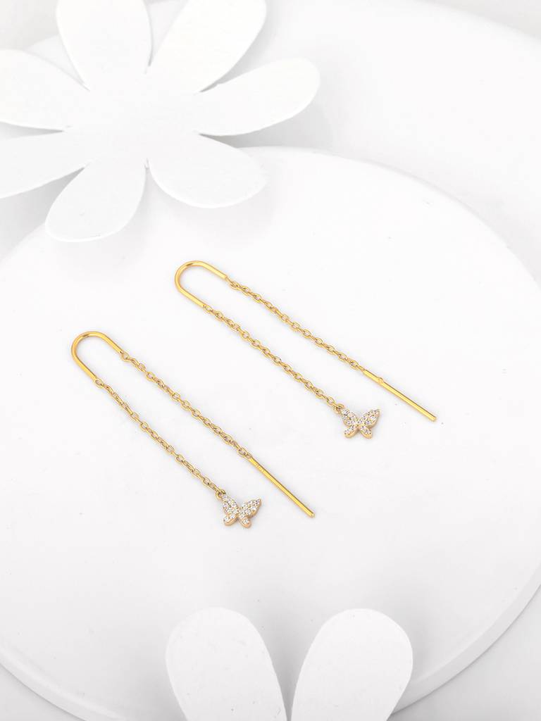 Giva 925 Sterling Silver Golden Flying Butterfly Earrings