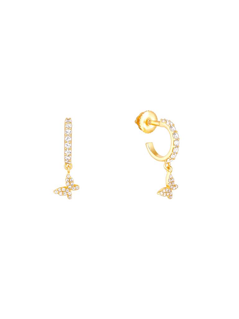 Giva 925 Sterling Silver Golden Cute Butterfly Dangling Earrings