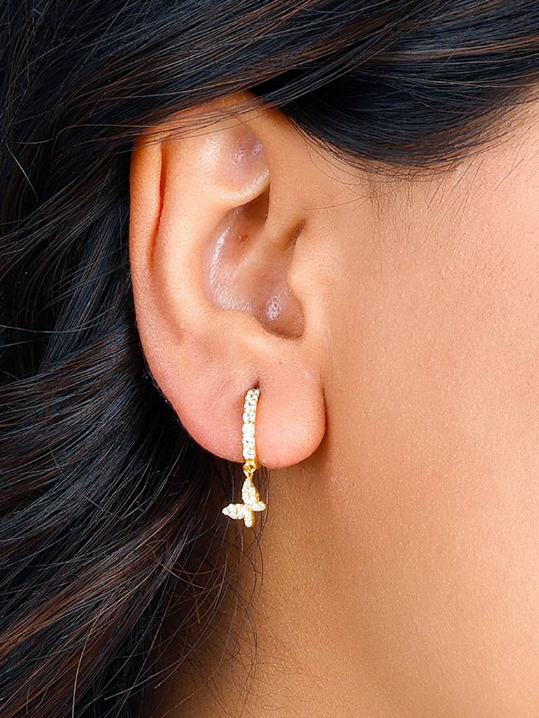 Giva 925 Sterling Silver Golden Cute Butterfly Dangling Earrings