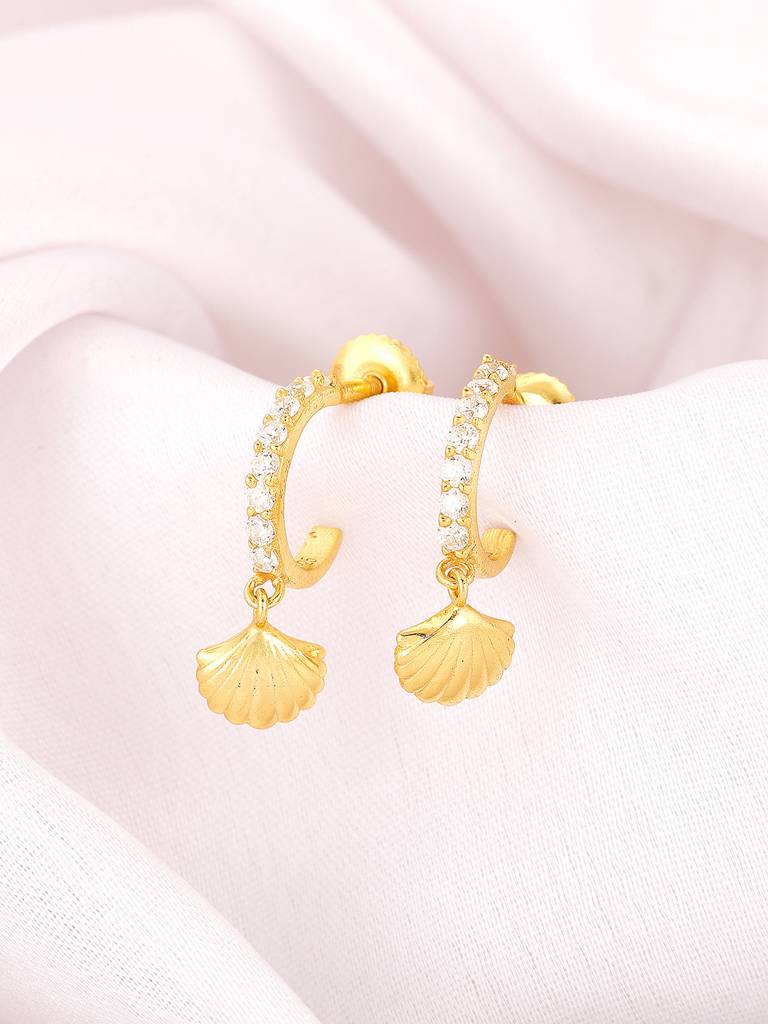 Giva 925 Sterling Silver Golden Pretty Shell Dangling Earrings