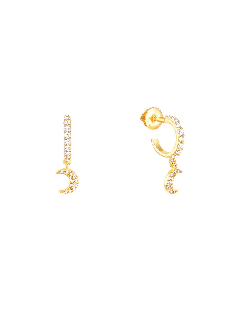 Giva 925 Sterling Silver Golden Cresent Moon Dangling Earrings