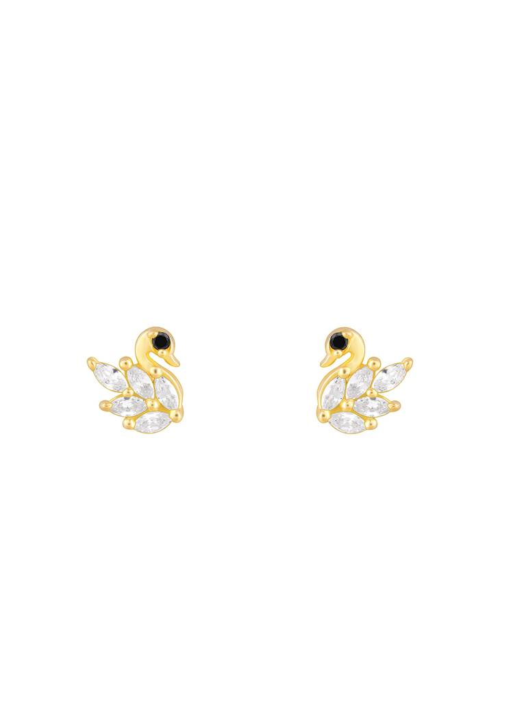 Giva 925 Sterling Silver Golden Soulful Swan Earrings