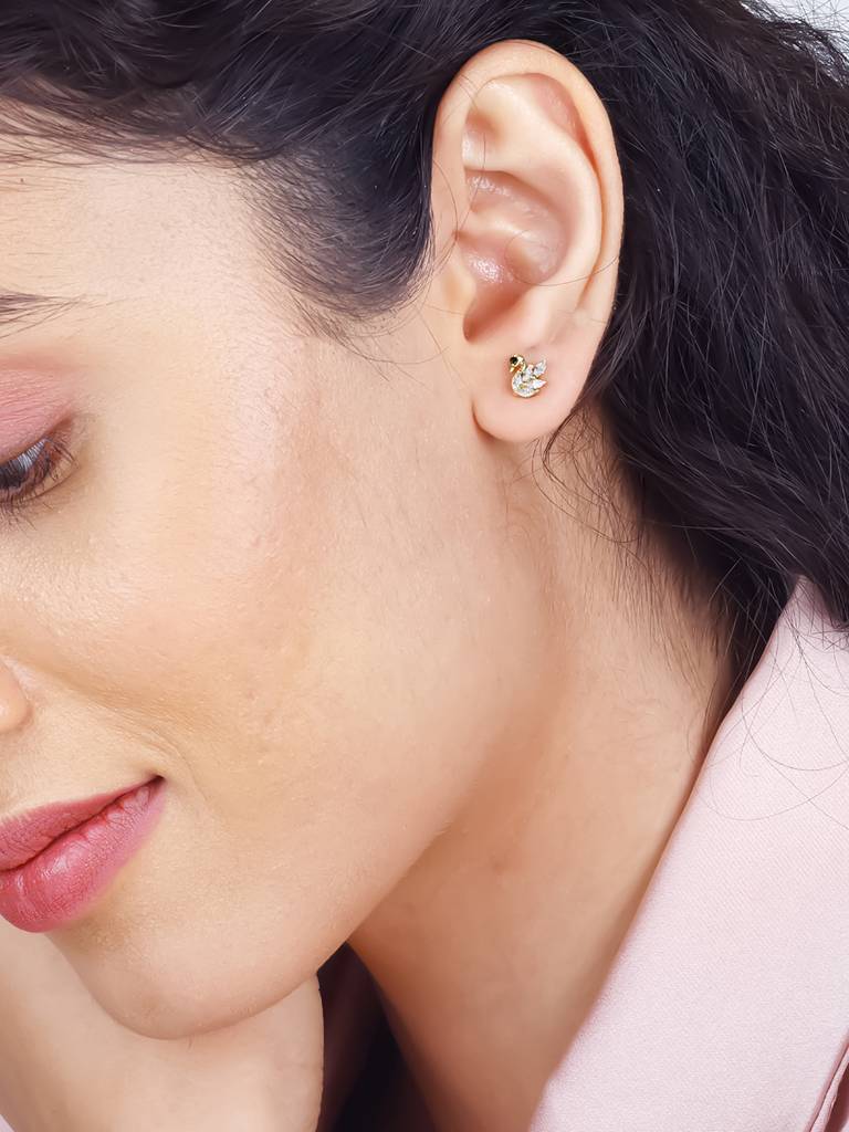 Giva 925 Sterling Silver Golden Soulful Swan Earrings