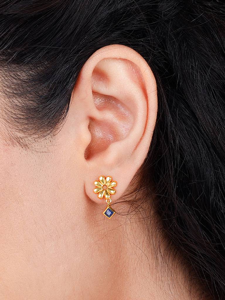 Giva 925 Sterling Silver Golden Fabulous Floral Earrings