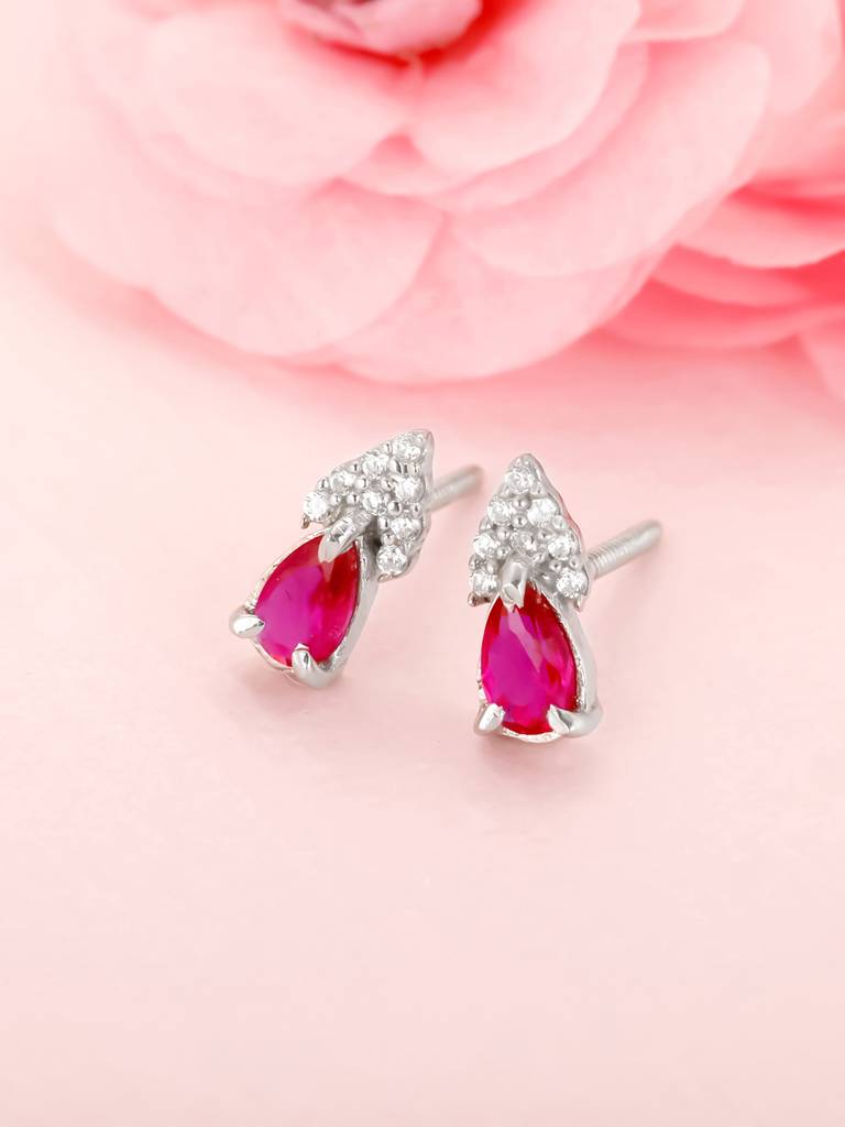 Giva 925 Sterling Silver Fuchsia Drop Earrings