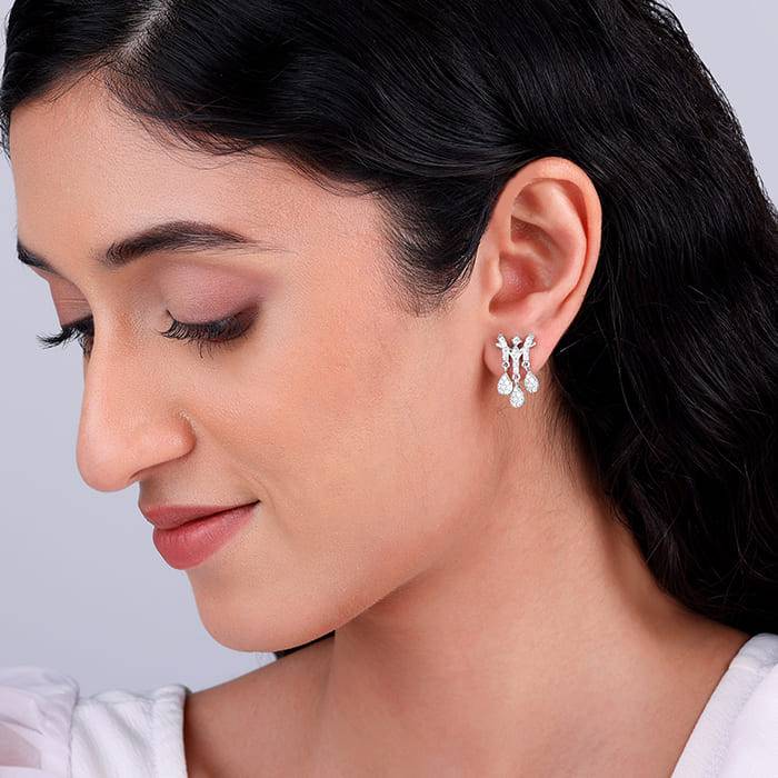 Giva 925 Silver Teardrop Mangalsutra Danglers : ER01965