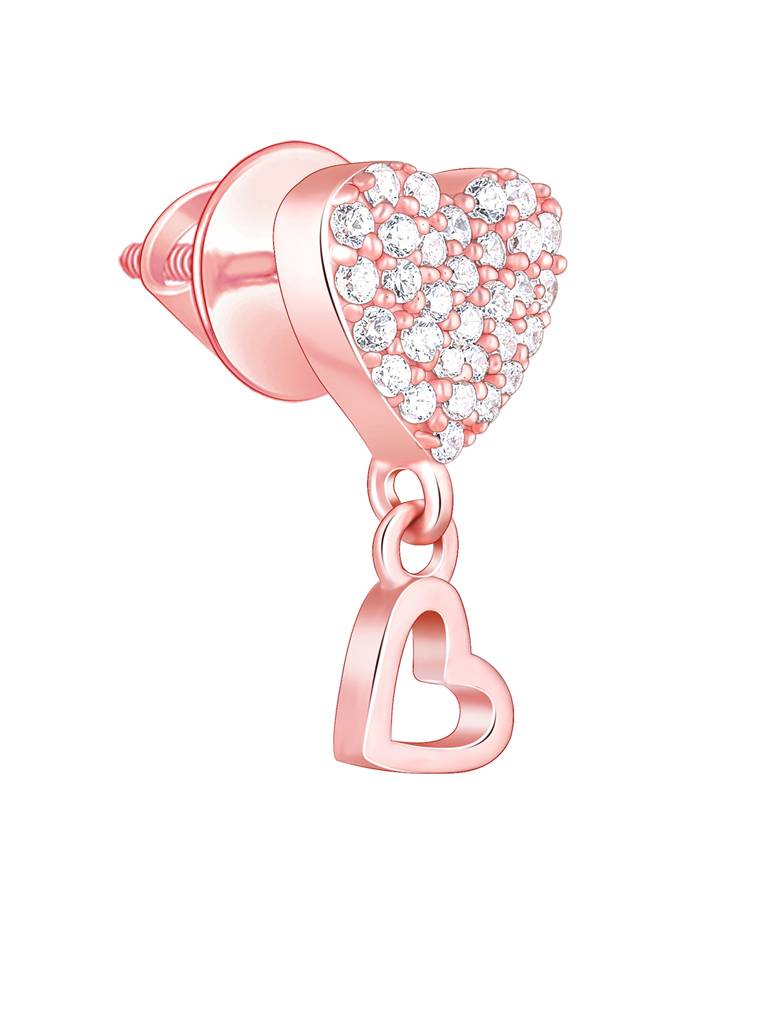 Giva 925 Sterling Silver Rose Gold Magical Heart Earrings