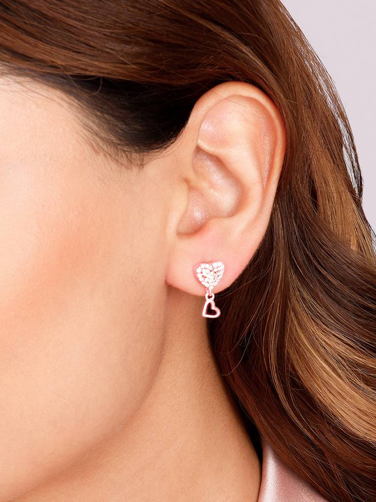 Giva 925 Sterling Silver Rose Gold Magical Heart Earrings