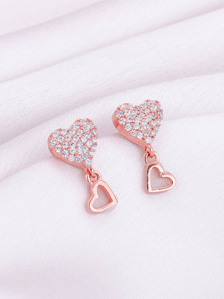 Giva 925 Sterling Silver Rose Gold Magical Heart Earrings