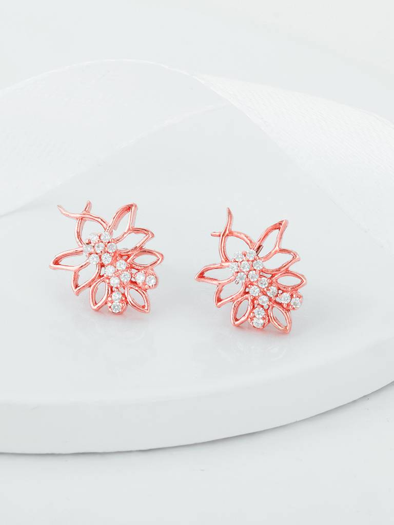 Giva 925 Sterling Silver Rose Gold Whispers Of Leaves Earrings