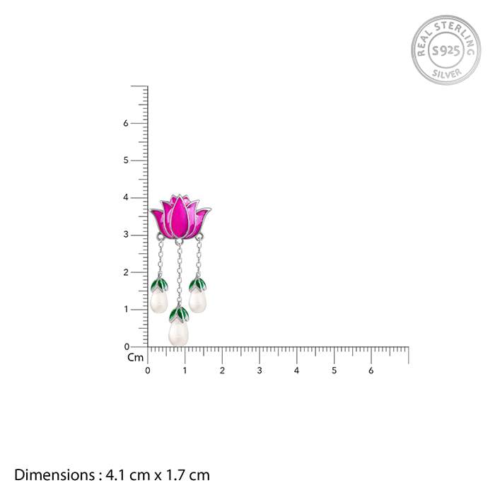 Oxidized Silver Pichwai Lotus Earrings : ER01996