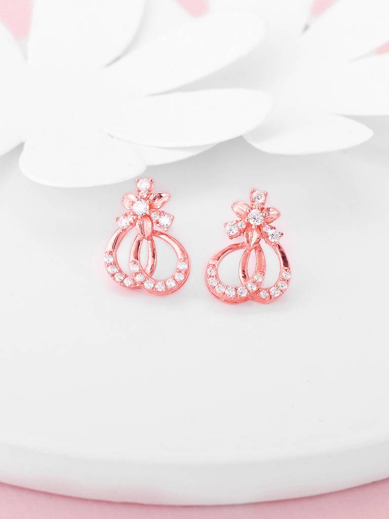 Giva 925 Sterling Silver Rose Gold Blissful Floral Earrings