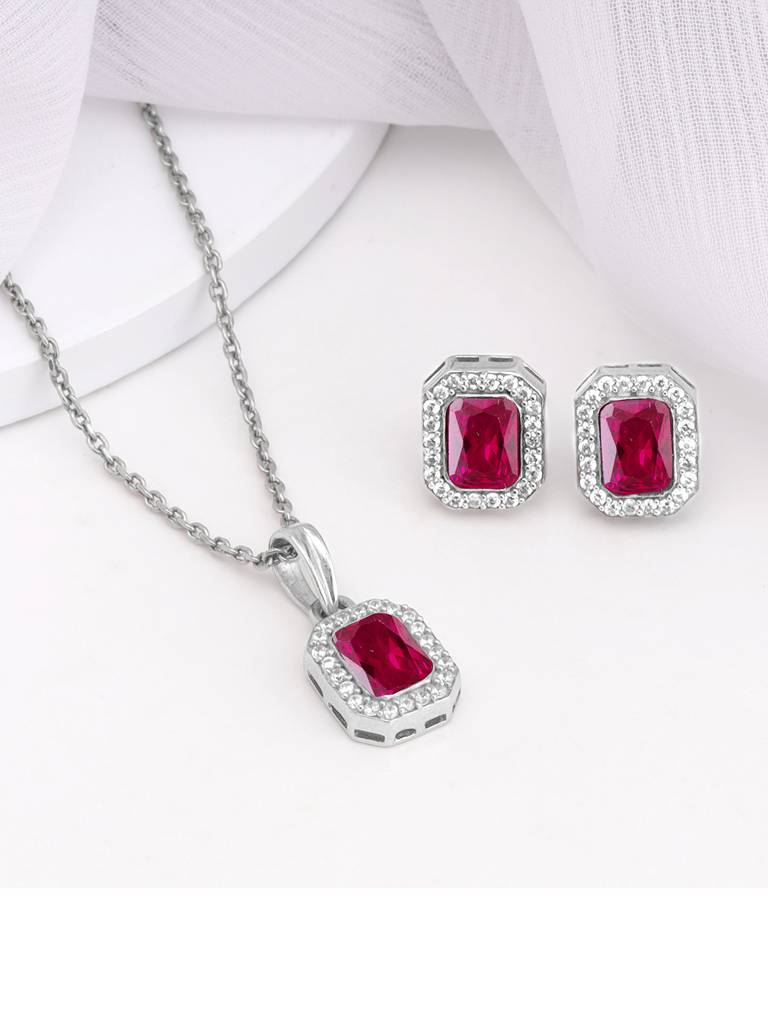 Giva 925 Sterling Silver Rosy Baguette Set