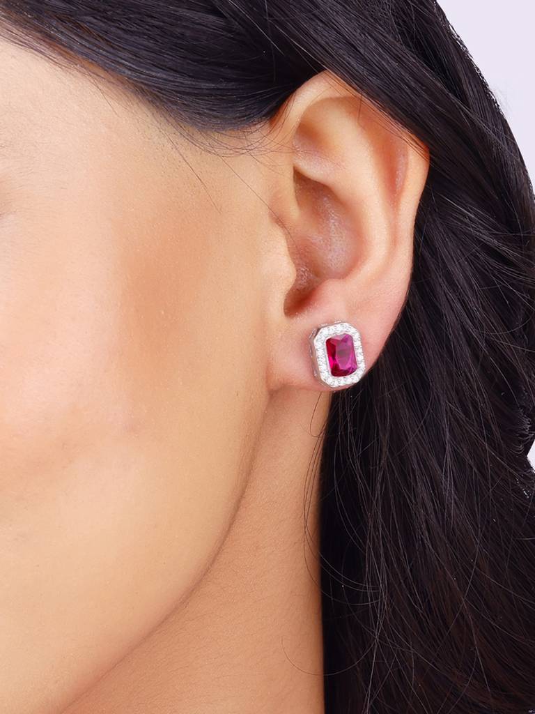 Giva 925 Sterling Silver Rosy Baguette Earrings