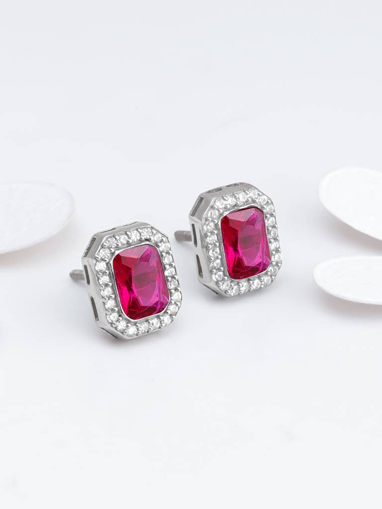 Giva 925 Sterling Silver Rosy Baguette Earrings
