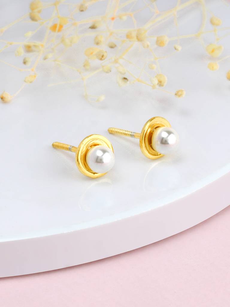 Giva 925 Sterling Silver Golden Pearly Earrings