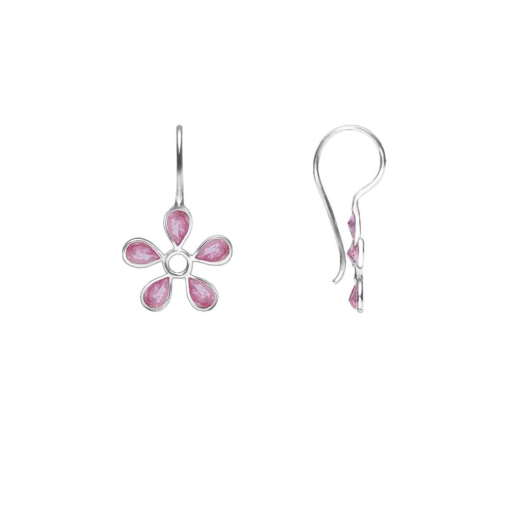 Silver Pink Dahlia Earrings : ER0200