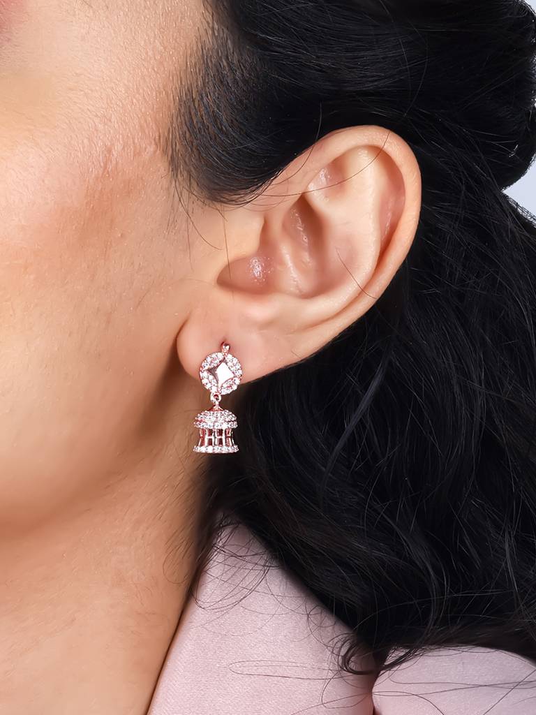 Giva 925 Sterling Silver Rose Gold Sparkling Twilight Jhumki